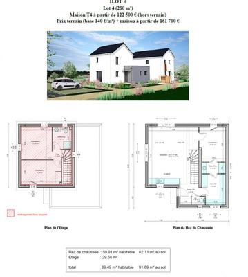 Maison - 90 m² - 4 pièces