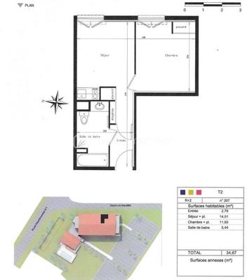 Appartement - 34 m² - 2 pièces