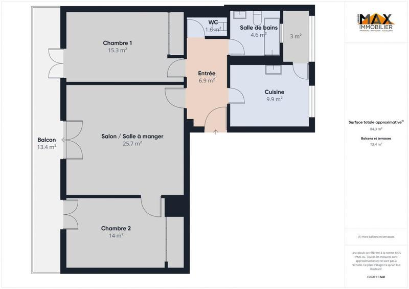 Appartement - 79 m² - 3 pièces