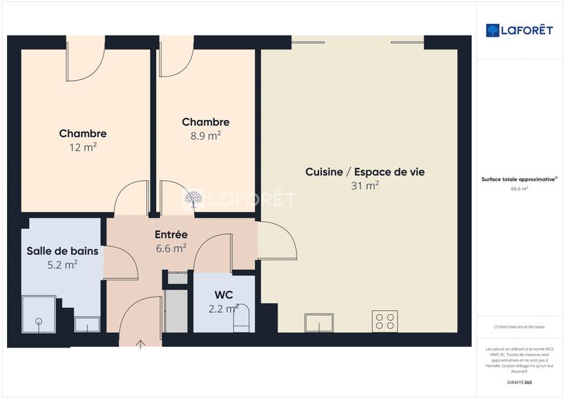 Appartement - 66 m² - 3 pièces