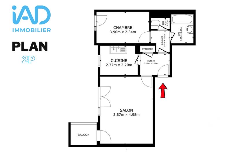 Appartement - 45 m² - 2 pièces