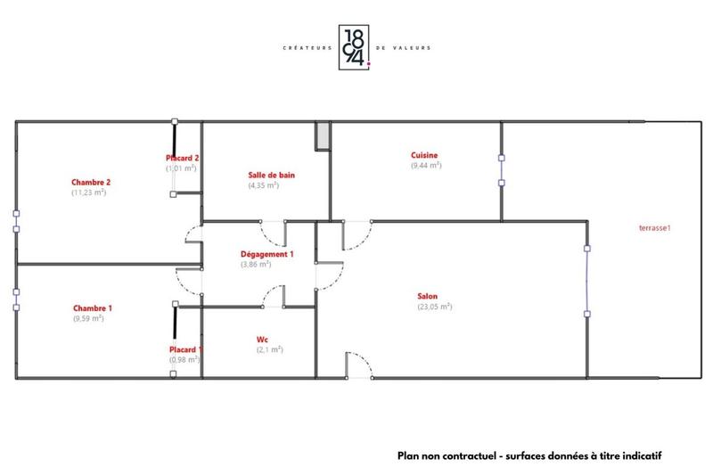 Appartement - 65 m² - 3 pièces