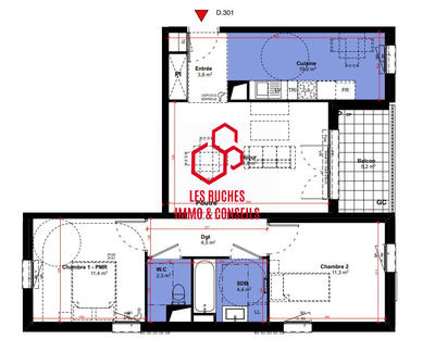 Appartement - 66 m² - 3 pièces