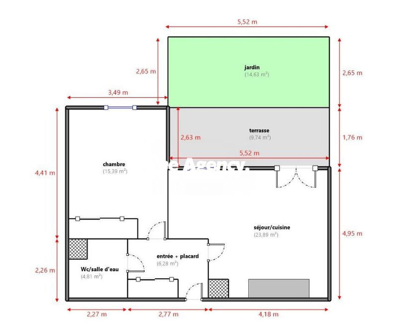 Appartement - 50 m² - 2 pièces