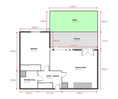 Appartement - 50 m² - 2 pièces
