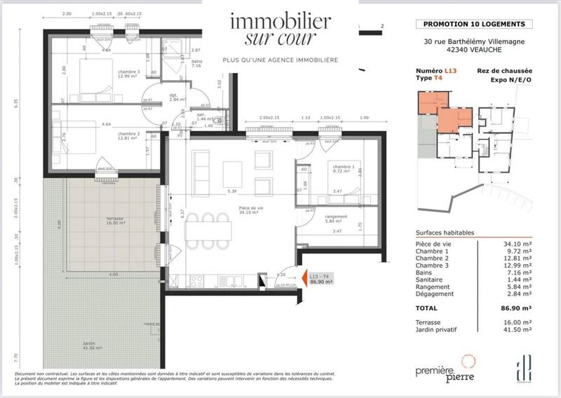 Appartement - 86 m² - 4 pièces