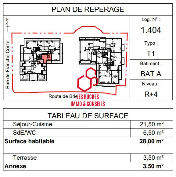 Appartement - 28 m² - 1 pièce