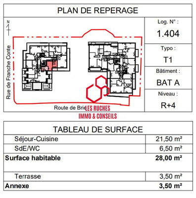 Appartement - 28 m² - 1 pièce
