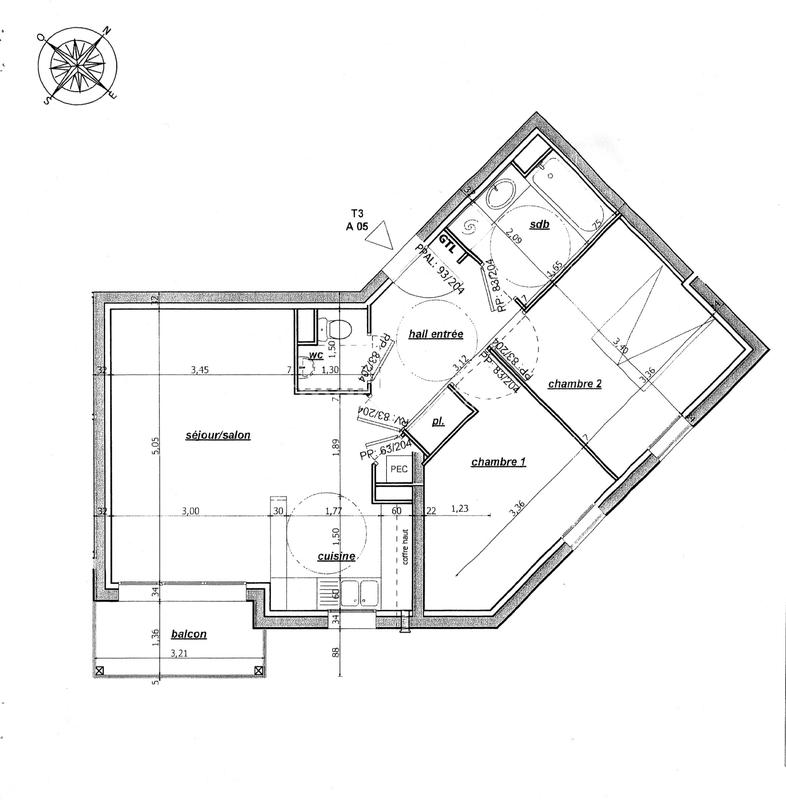 Appartement - 61 m² - 3 pièces