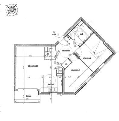 Appartement - 61 m² - 3 pièces