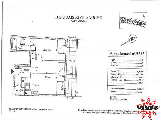 Appartement - 44 m² - 2 pièces