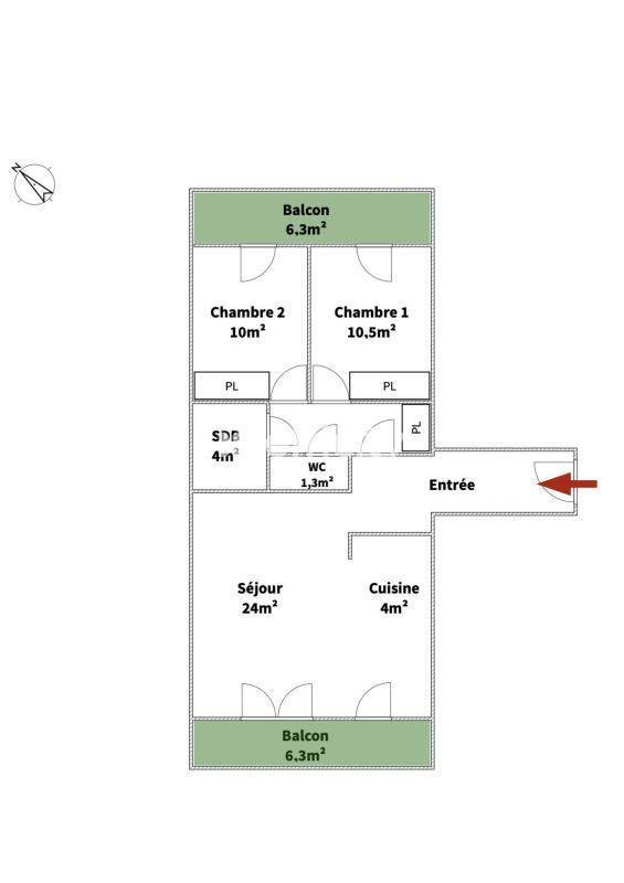Appartement - 66 m² - 3 pièces