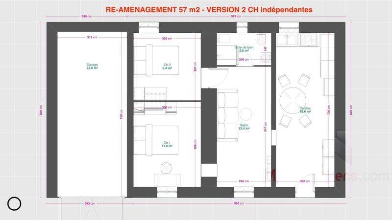 Maison de campagne - 57 m² - 3 pièces