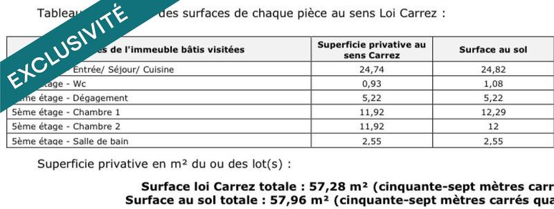 Appartement - 57 m² - 3 pièces