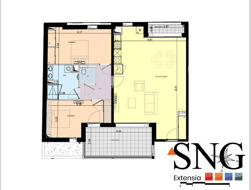 Appartement - 87 m² - 3 pièces