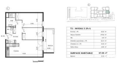 Appartement - 58 m² - 3 pièces