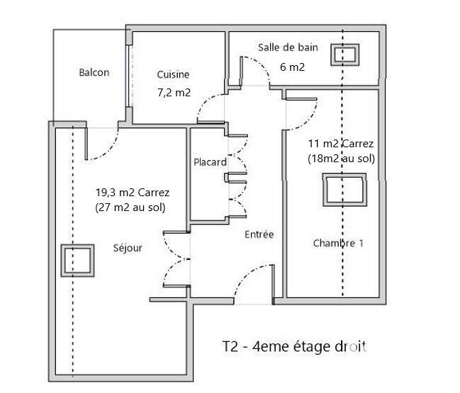 Appartement - 50 m² - 2 pièces