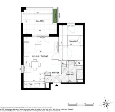 Appartement - 44 m² - 2 pièces