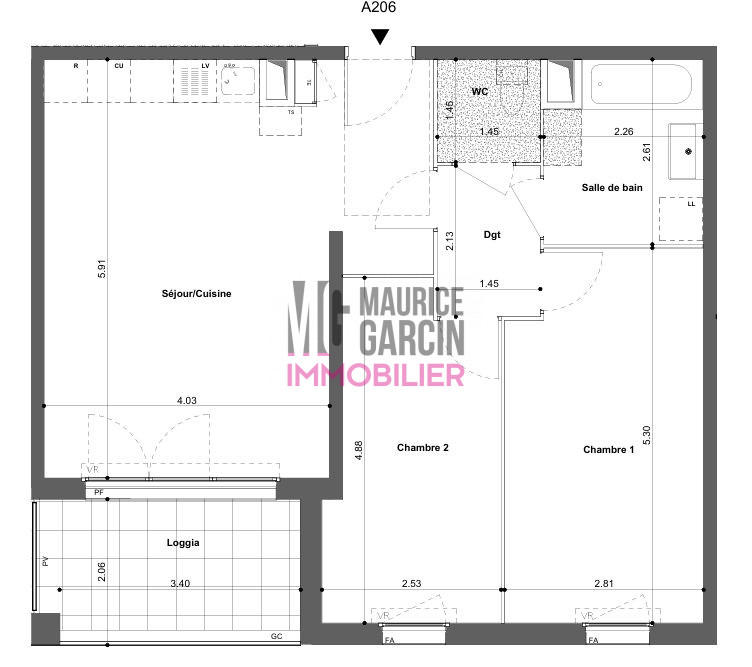 Appartement - 63 m² - 3 pièces