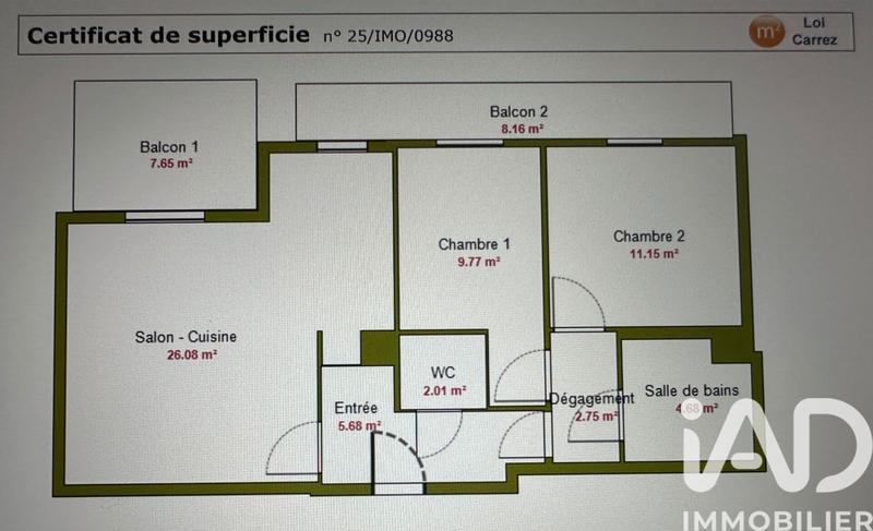 Appartement - 62 m² - 3 pièces