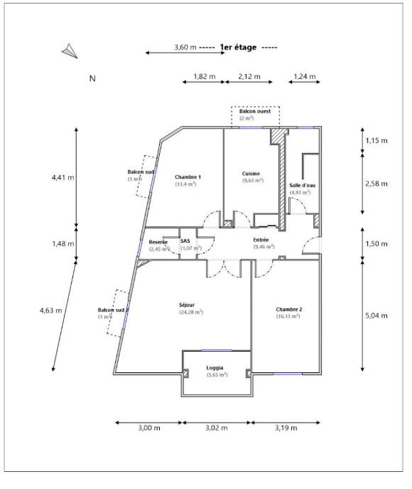 Appartement - 81 m² - 3 pièces