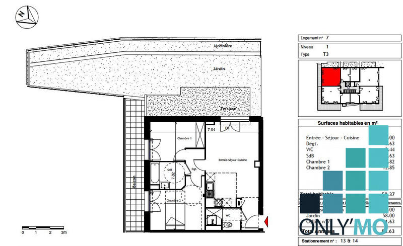 Appartement - 58 m² - 4 pièces