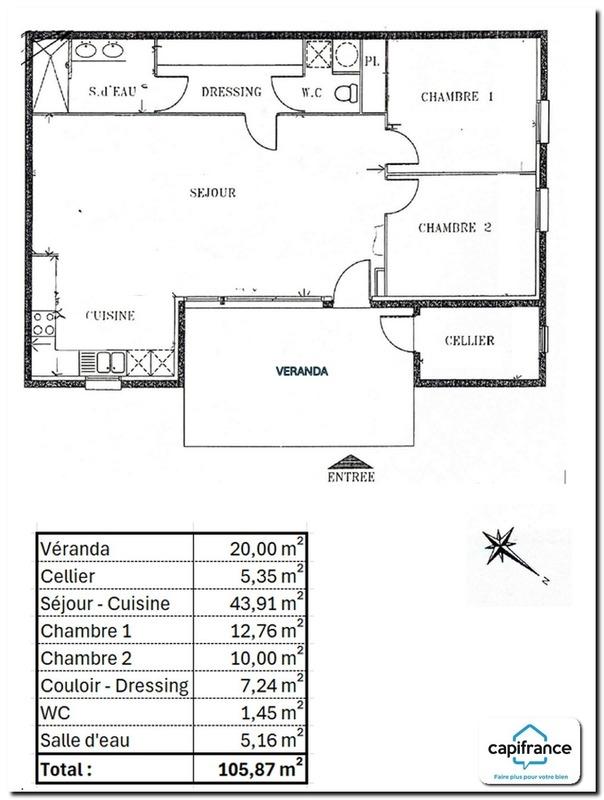 Appartement - 100 m² - 4 pièces