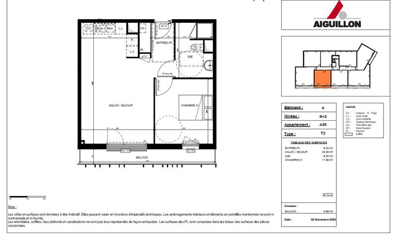 Appartement - 48 m² - 2 pièces