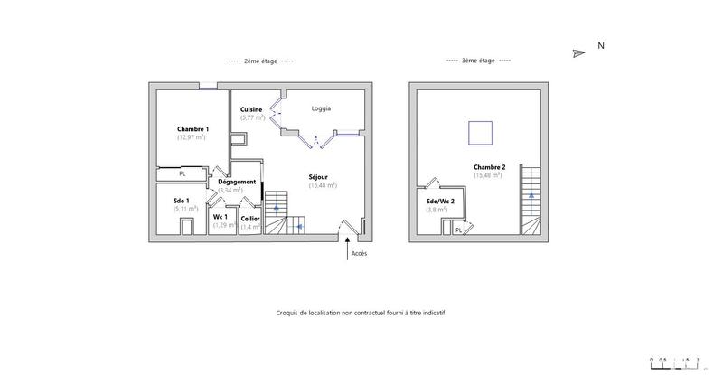 Duplex - 66 m² - 3 pièces