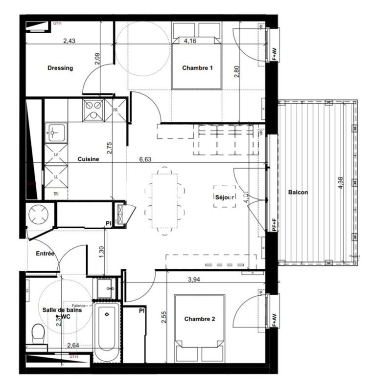 Appartement - 59 m² - 3 pièces
