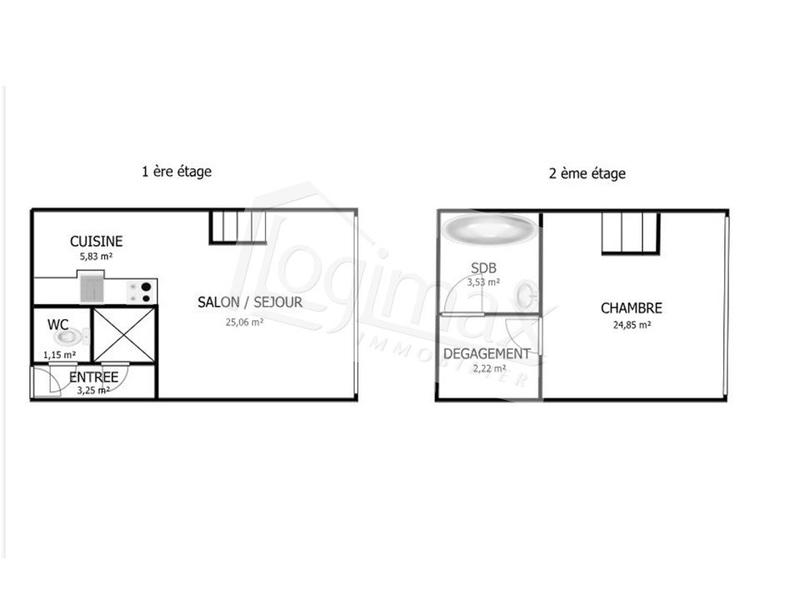 Appartement - 62 m² - 2 pièces