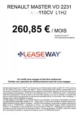 Renault Master III Fg F3300 L1h2 2.3 Dci 110ch Grand Confort Euro6