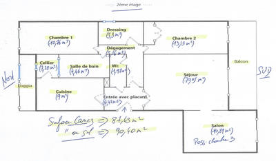 Appartement - 90 m² - 4 pièces