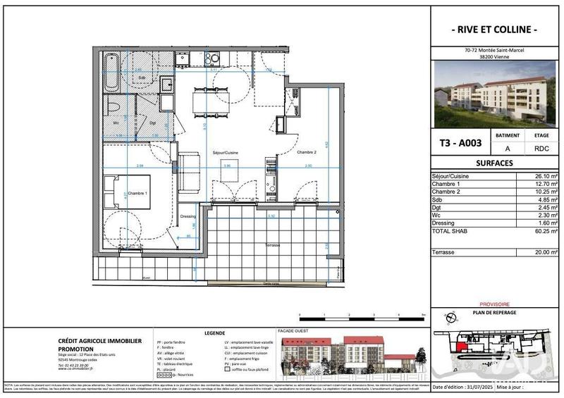 Appartement - 60 m² - 3 pièces