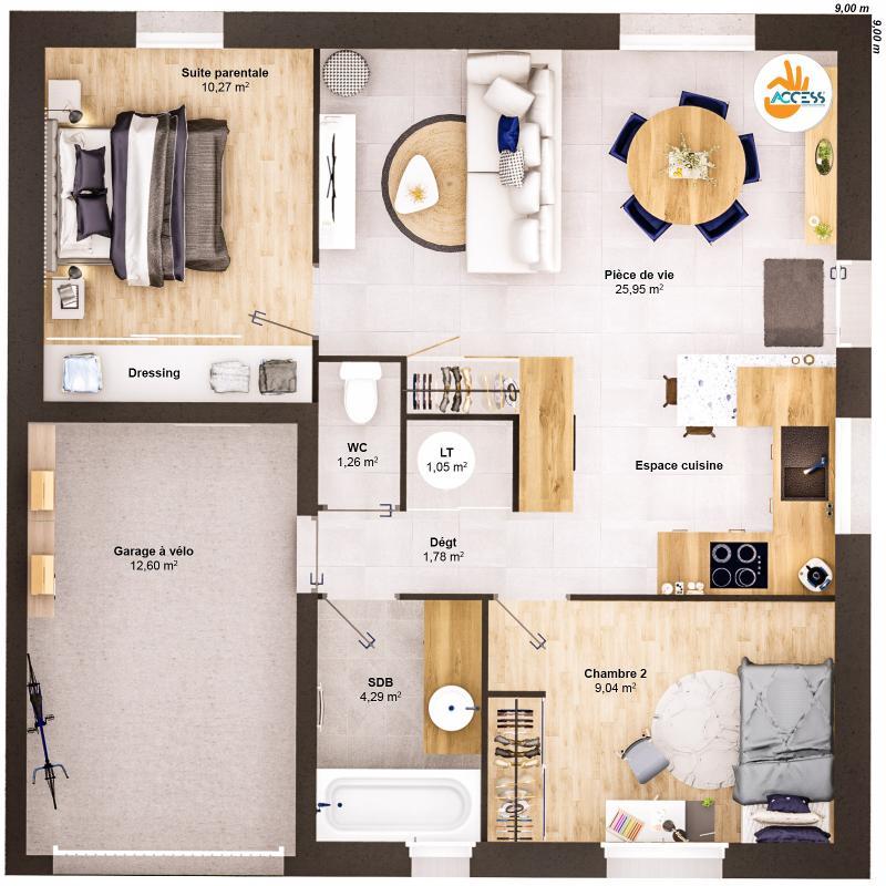 Maison - 54 m² - 4 pièces