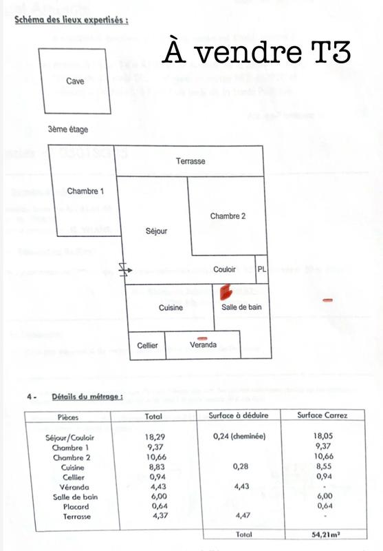Appartement - 63 m² - 3 pièces