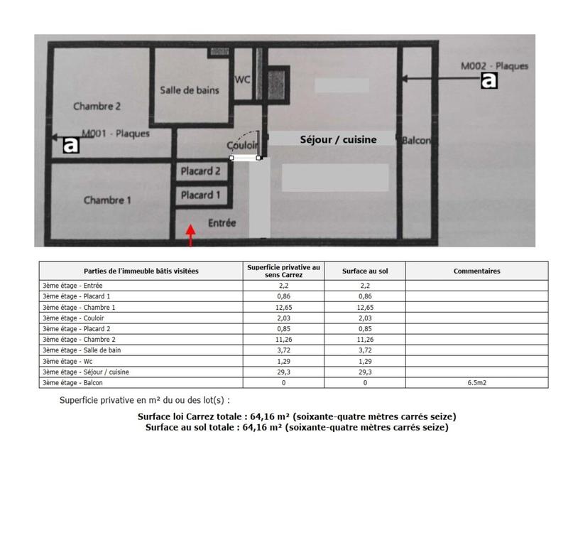Appartement - 64 m² - 3 pièces