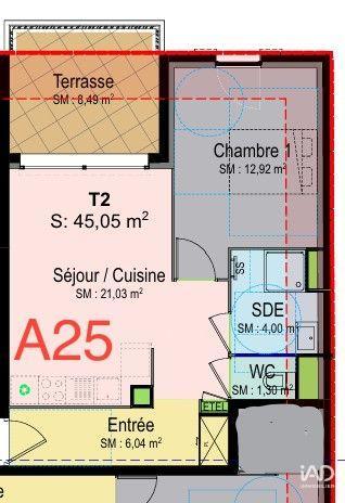 Appartement - 45 m² - 2 pièces