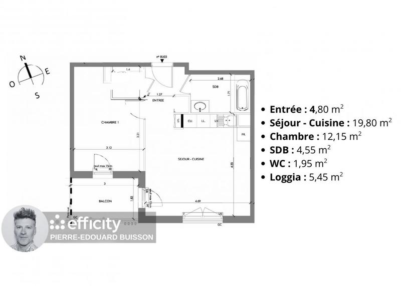Appartement - 43 m² - 2 pièces