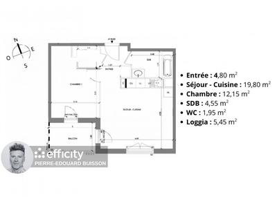 Appartement - 43 m² - 2 pièces