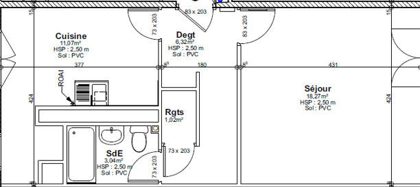 Studio - 40 m² - 1 pièce