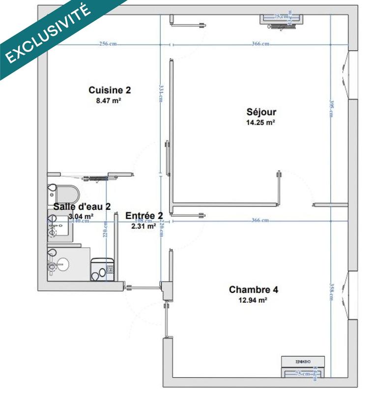 Appartement - 41 m² - 2 pièces