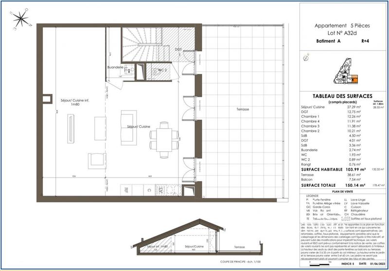 Duplex - 103 m² - 5 pièces