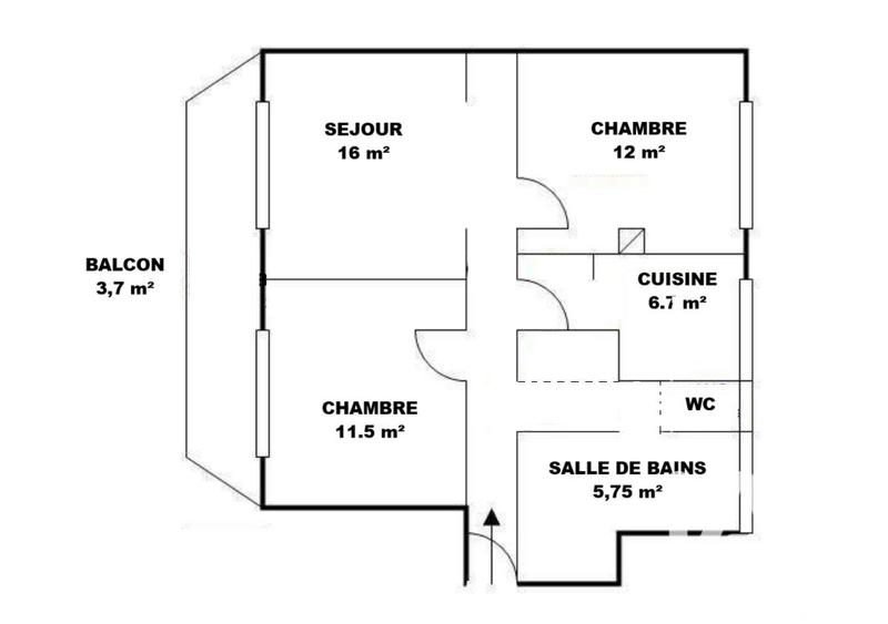 Appartement - 61 m² - 3 pièces