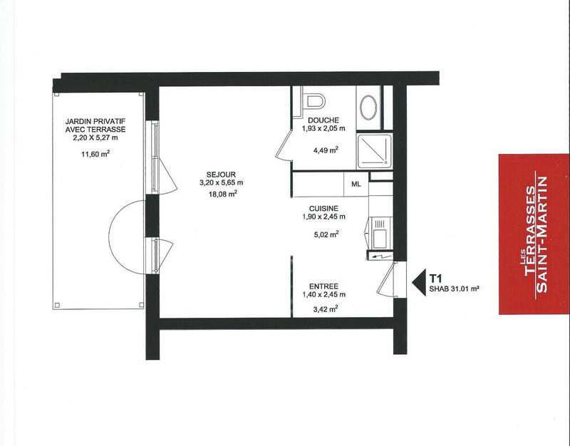 Appartement - 31 m² - 1 pièce