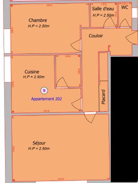 Appartement - 59 m² - 2 pièces