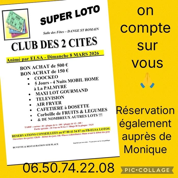 Loto - le 08/03 - Club des 2 Cités