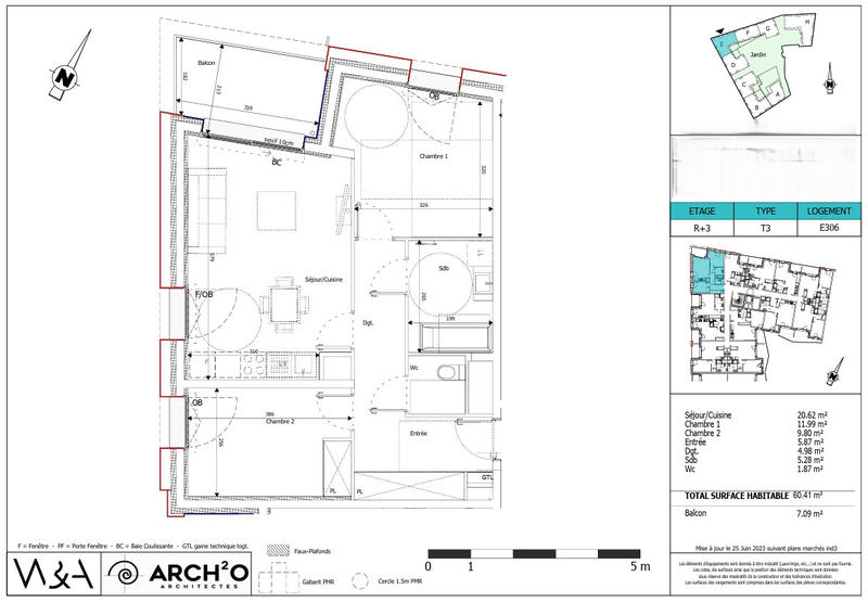 Appartement - 60 m² - 3 pièces