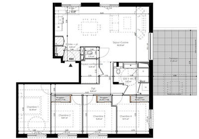 Appartement - 96 m² - 5 pièces