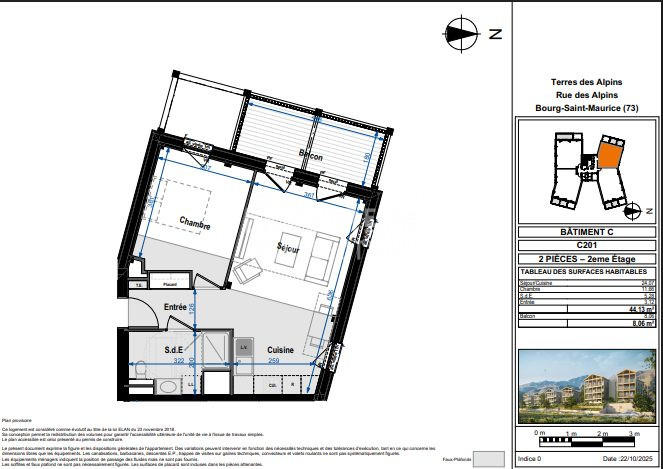Appartement - 44 m² - 2 pièces